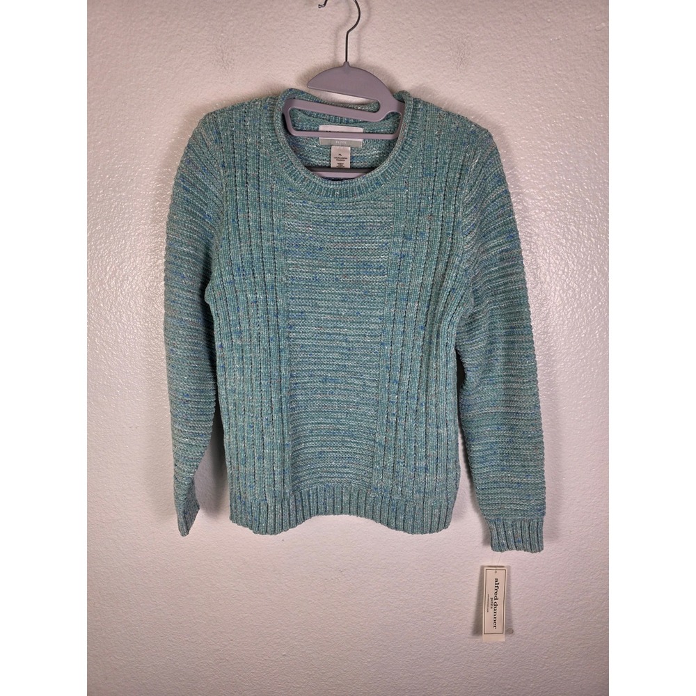 Alfred Dunner St Moritz Seafoam Green Chenille Knit Petite Sweater PL